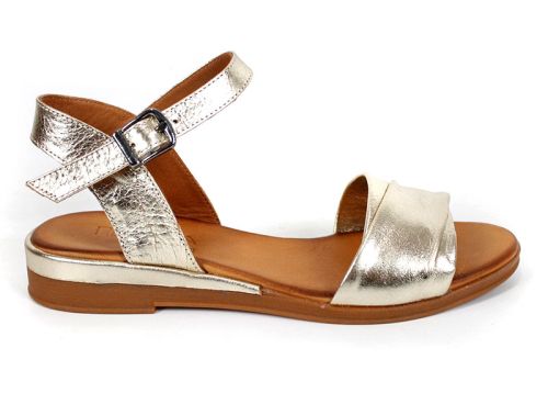 Nerelle Vita – sandale damă din piele naturală aurie cu talpă joasă