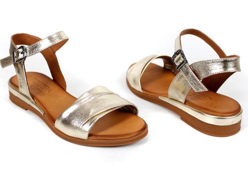 Nerelle Vita – sandale damă din piele naturală aurie cu talpă joasă