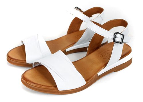 Nerelle Vita – sandale dama cu talpă joasă din piele naturală albă cu design minimalist de vară