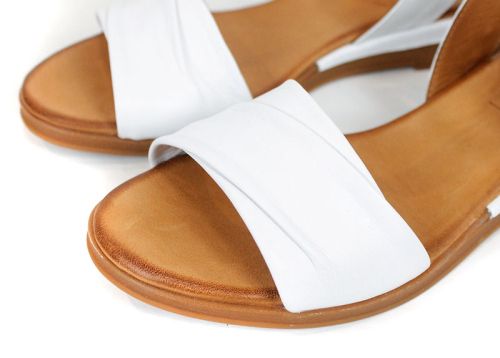 Nerelle Vita – sandale dama cu talpă joasă din piele naturală albă cu design minimalist de vară