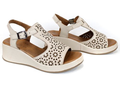 Valena Dore – sandale dama din piele naturală în nuanță soft nude cu platformă joasă și design confortabil
