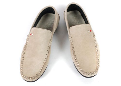 Miro Classico – Mocasini bărbătești din piele naturală velur bej
