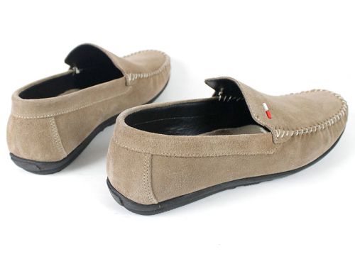 Miro Classico – Mocasini bărbătești din piele naturală velur maro nisipiu