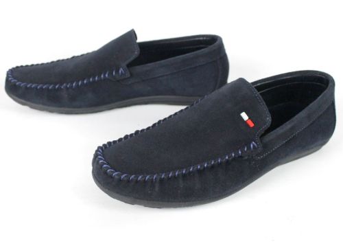 Miro Classico – Mocasini bărbătești din piele naturală velur bleumarin