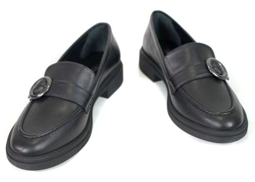 Mocasini damă Isabella Romano din piele naturală – negri, cu talpă ușoară