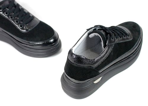 Pantofi damă eleganți din piele naturală velur și lac