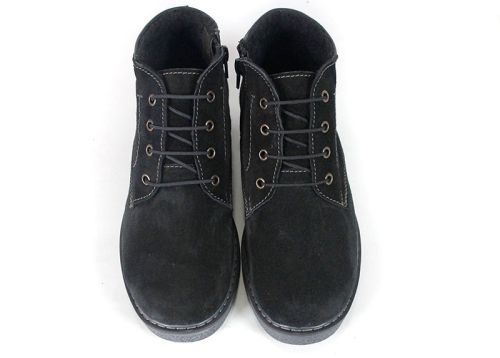 Vert Élégant women's winter Clark boots in black genuine suede