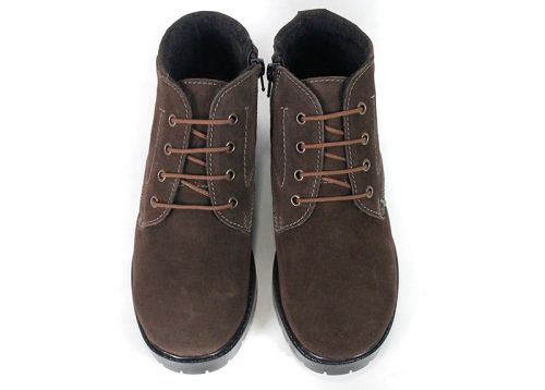 Dark brown genuine suede women's winter Clarks boots with warm plush lining