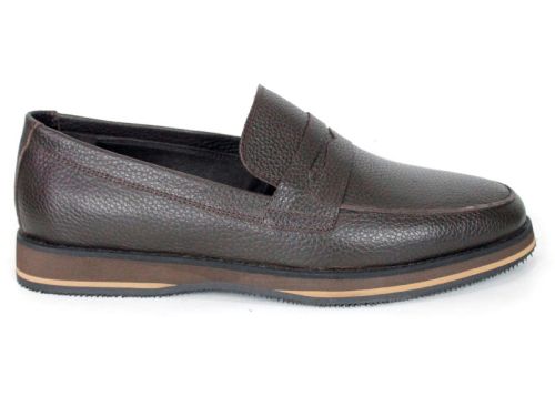 Enzo Marchelli men's loafers in brown genuine leather