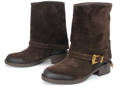 Camilla Roversi – Women's Boots in Dark Brown Genuine Suede