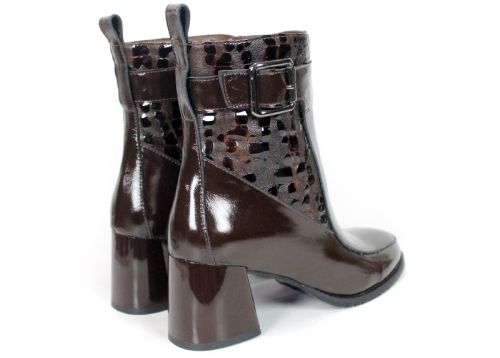 Women's Dark Brown Patent Leather Ankle Boots Marcella Vitale