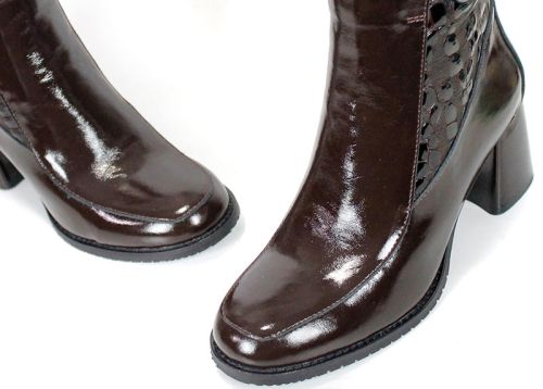 Women's Dark Brown Patent Leather Ankle Boots Marcella Vitale