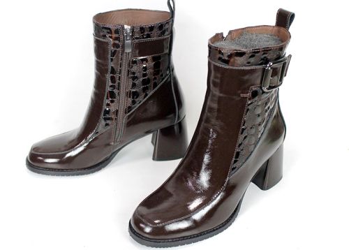 Women's Dark Brown Patent Leather Ankle Boots Marcella Vitale