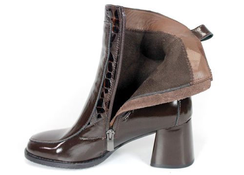 Women's Dark Brown Patent Leather Ankle Boots Marcella Vitale