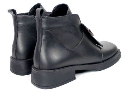 Women's Black Genuine Leather Statement Ankle Boots Isabella Montieri