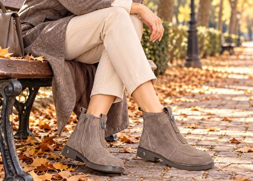 Women's Mink Suede Ankle Boots with Warm Lining Emilia Soriano