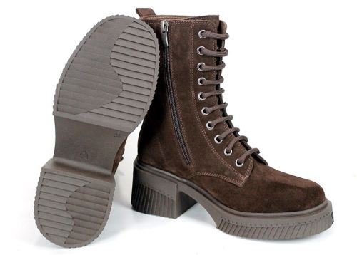 Women's Dark Brown Suede Lace-Up Combat Boots Alessandra Vieri