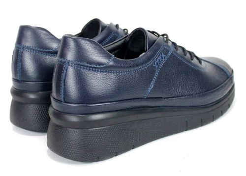 Valentina Rossi – Women's Genuine Leather Platform Shoes, Navy Blue